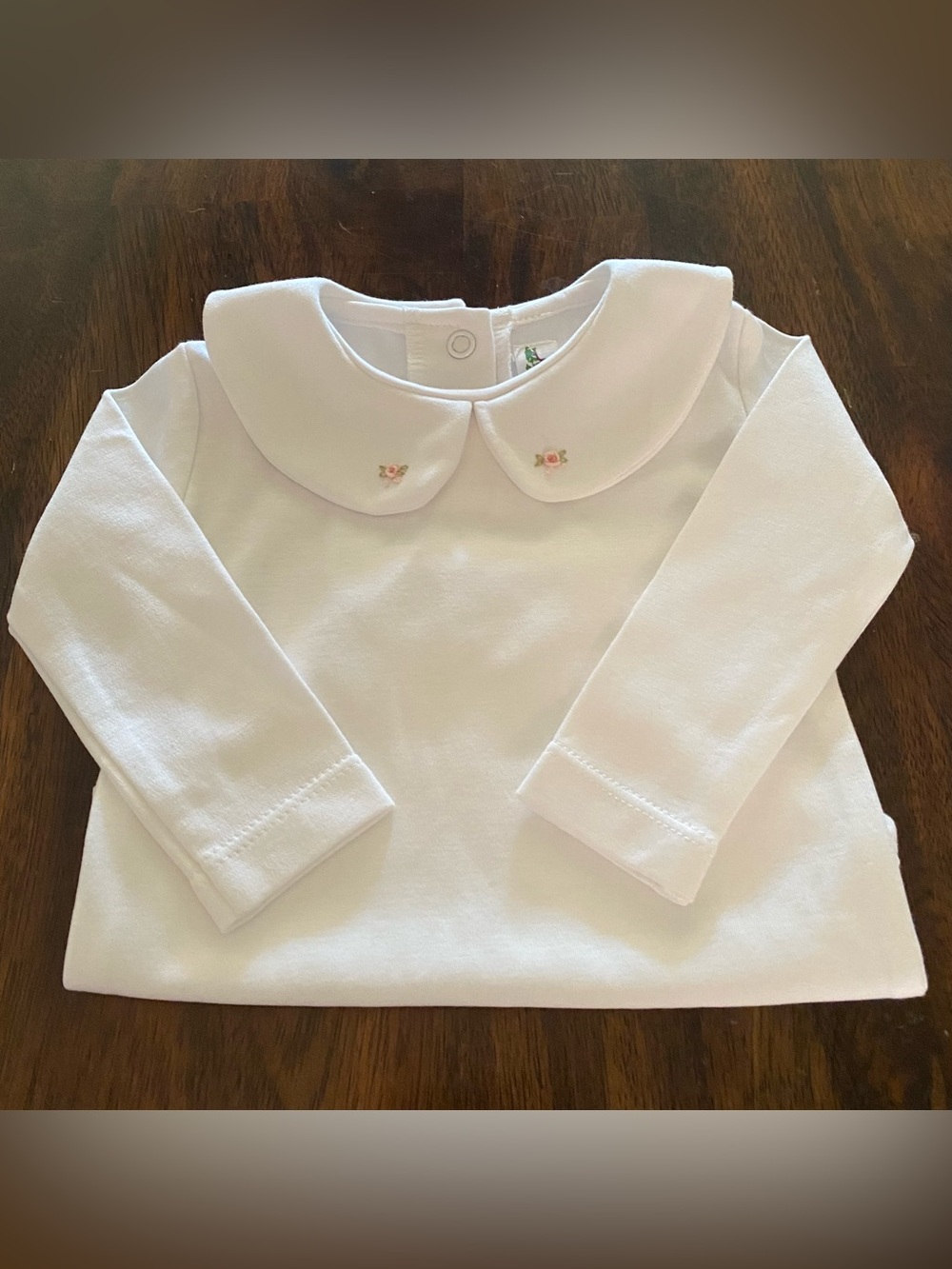 Piccolino Verdi Baby One-Piece With Embroidered Peter Pan Collar